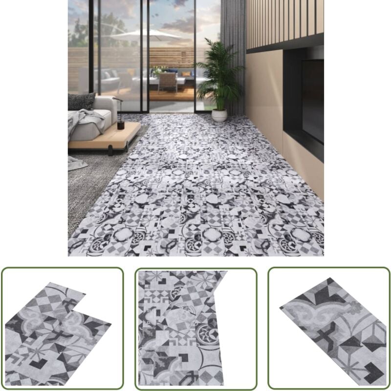 The Living Store - Planches de plancher pvc 5,02 m² 2 mm Autoadhésif Motif de gris - Carrelage Pvc - Planchers Pvc - Revêtement De Sol Pvc - Carreau