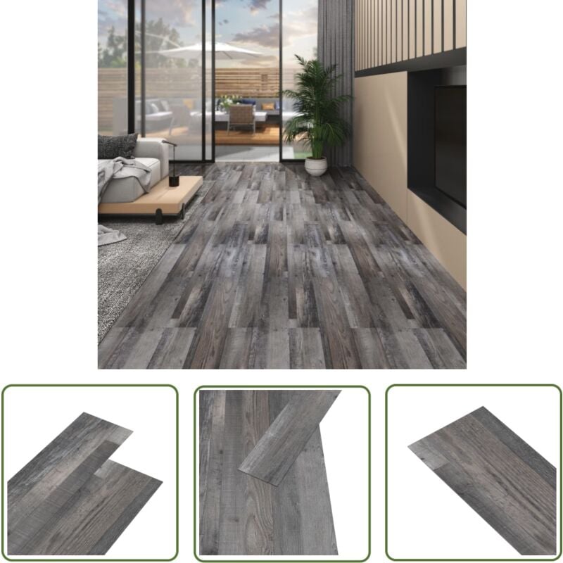 The Living Store - Dalles de plancher pvc 5,02 m² 2 mm autoadhésif bois industriel - Carrelage Pvc - Dallettes Pvc - Planchers Pvc - Revêtement De
