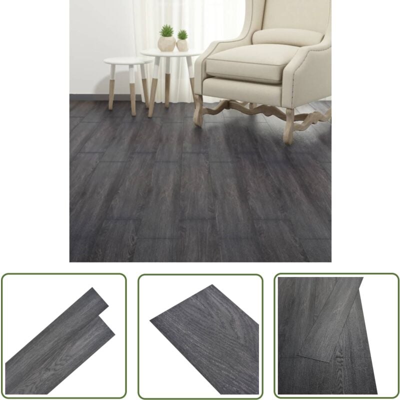 The Living Store - Planches de plancher pvc autoadhésif 2,51 m² 2 mm Noir et blanc - Carrelage Pvc - Planchers Pvc - Revêtement De Sol Pvc - Faux