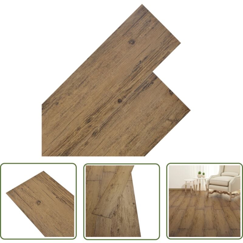 The Living Store - Planches de plancher pvc Non auto-adhésif 5,26 m² Marron noyer - Parquet Pvc - Carrelage Pvc - Sols Pvc - Revêtement De Sol