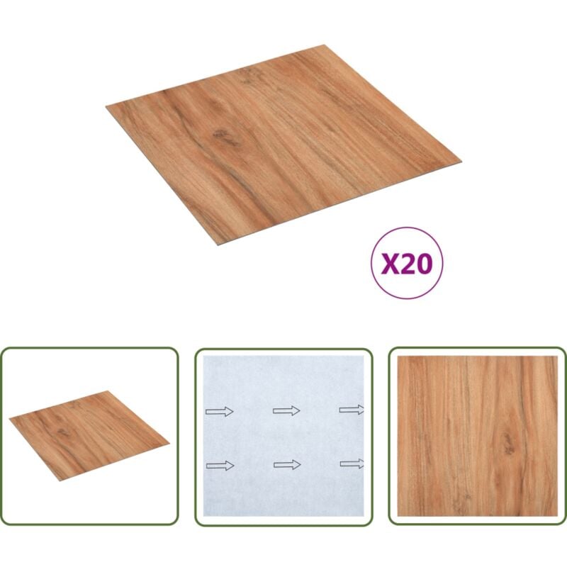 The Living Store Planches plancher autoadhésives 20 pcs pvc 1,86 m² naturel - Carrelage Pvc - Planchers Pvc - Revêtement De Sol Pvc - Dallettes Pvc