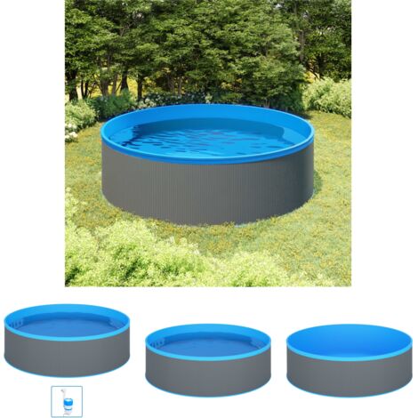 The Living Store Planschbecken mit Einhängeskimmer und Pumpe 350x90 cm Grau - Pools