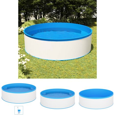 The Living Store Planschbecken mit Einhängeskimmer und Pumpe 350x90 cm Weiß - Pools