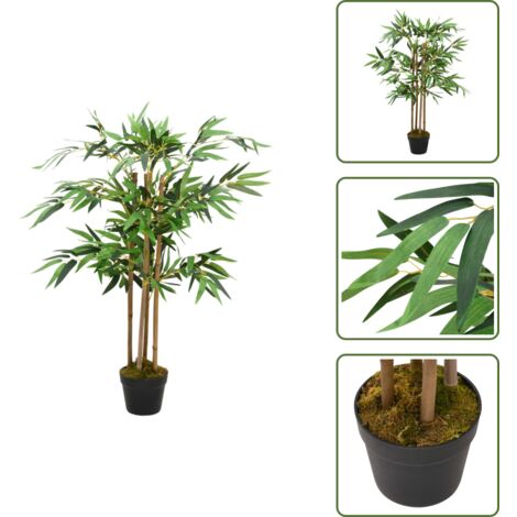 The Living Store Planta artificial de bambú Twiggy con macetero 90 cm - Bambú artificial