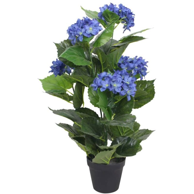 The Living Store - Plante hortensia artificielle avec pot 60 cm Bleu - Bleu