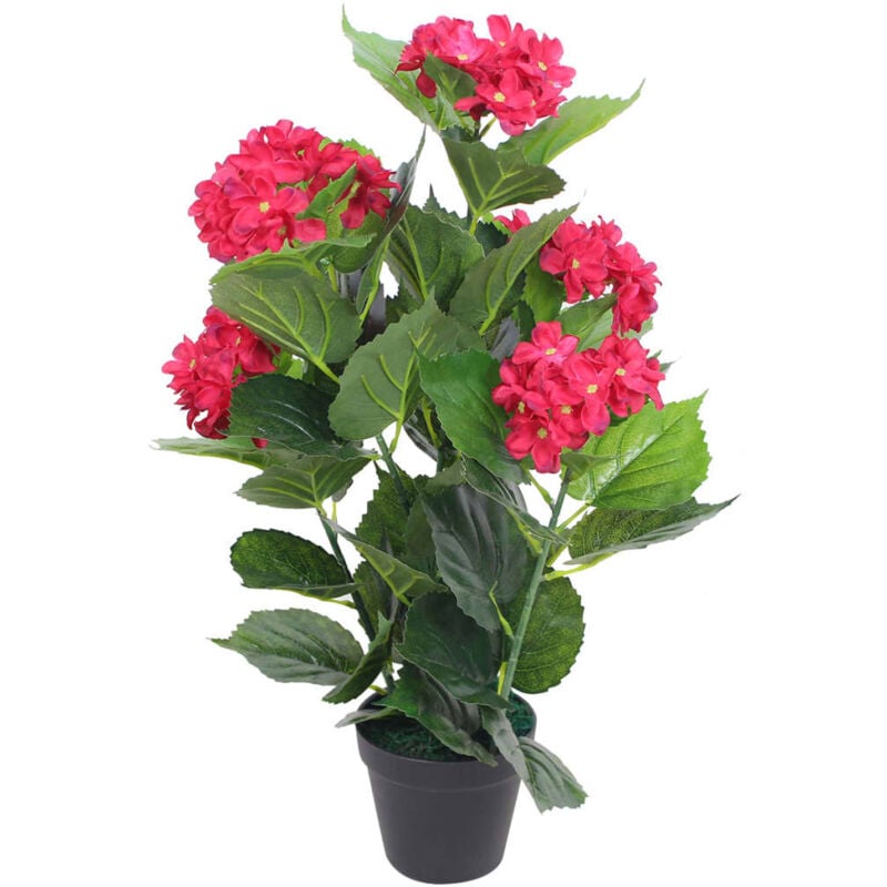 The Living Store - Plante hortensia artificielle avec pot 60 cm Rouge Rouge