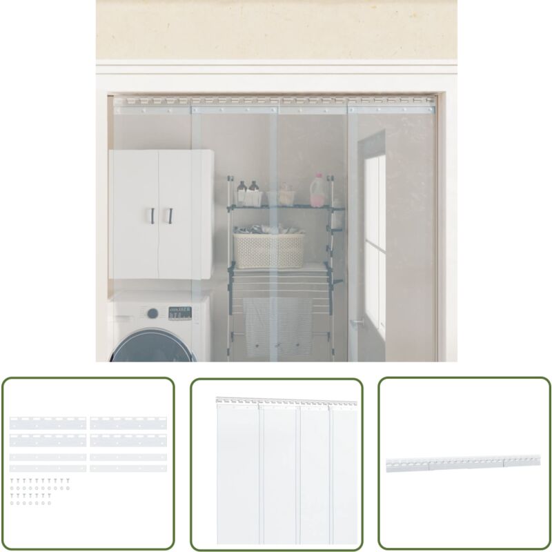 The Living Store - Plaques de connexion 4 pcs argenté 28 cm acier inoxydable - Rideaux à Lanières - Fixation Rideaux - Accessoires Rideaux - Plaques