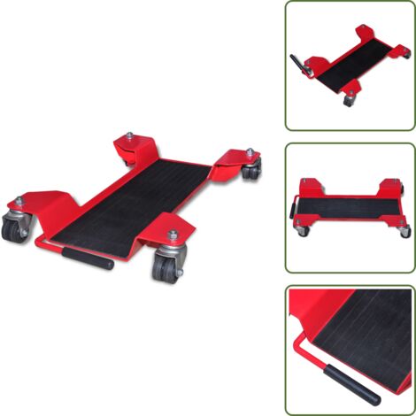 The Living Store Plataforma rodante dolly para motocicletas roja - Plataforma rodante