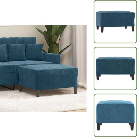 The Living Store Poggiapiedi Blu 70x55x41 cm in Velluto - Poggiapiedi moderni