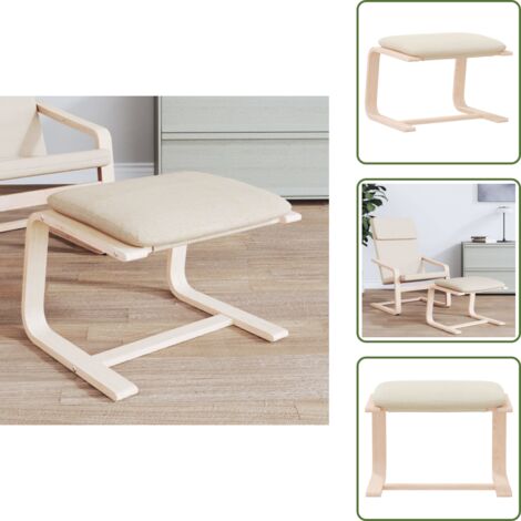 The Living Store Poggiapiedi Crema 51x41x40 cm in Tessuto - Poggiapiedi in legno