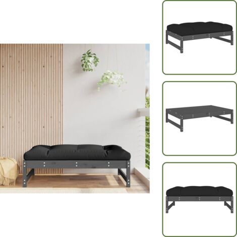 The Living Store Poggiapiedi da Giardino 120x80 cm Legno Massello di Pino Grigio - Poggiapiedi in legno