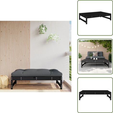 The Living Store Poggiapiedi da Giardino 120x80 cm Legno Massello di Pino Nero - Soggiorno da giardino