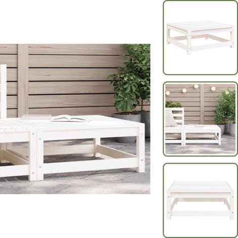 The Living Store Poggiapiedi da Giardino 70x70x30 cm Legno Massello Pino Bianco - Poggiapiedi in legno