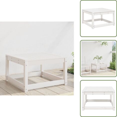 The Living Store Poggiapiedi da Giardino Bianco in Legno Massello di Pino - Poggiapiedi in legno