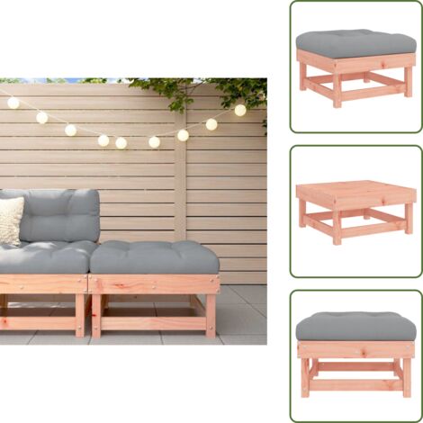 The Living Store Poggiapiedi da Giardino con Cuscino Legno Massello di Douglas - Cuscino da seduta