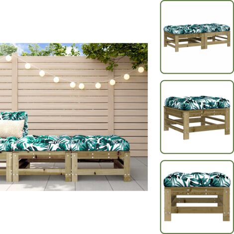 The Living Store Poggiapiedi Giardino con Cuscini 2pz Legno Impregnato di Pino - Cuscini da seduta