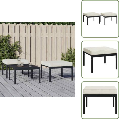 The Living Store Poggiapiedi Giardino con Cuscini Sabbia 2pz 60x60x35 cm Acciaio - Cuscini da seduta