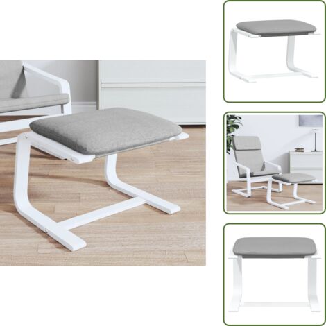 The Living Store Poggiapiedi Grigio Chiaro 51x41x40 cm in Tessuto - Poggiapiedi in legno