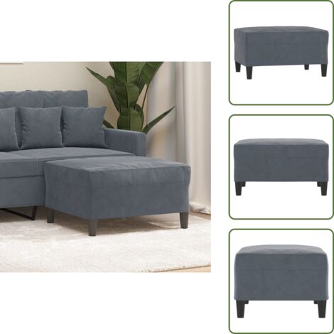 The Living Store Poggiapiedi Grigio Scuro 70x55x41 cm in Velluto - Poggiapiedi moderni