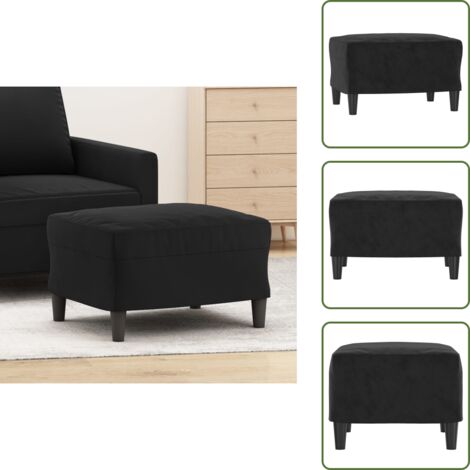 The Living Store Poggiapiedi Nero 60x50x41 cm in Velluto - Poggiapiedi moderni