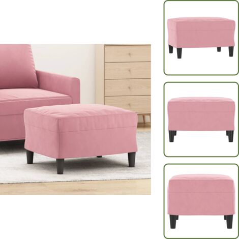 The Living Store Poggiapiedi Rosa 60x50x41 cm in Velluto - Poggiapiedi in velluto