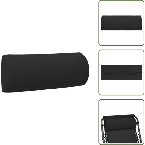 The Living Store Poggiatesta per Sdraio Nero 40x7,5x15 cm in Textilene - Cuscino per sdraio
