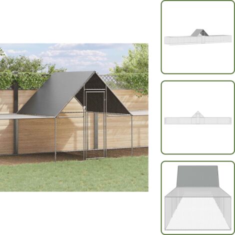 The Living Store Pollaio 10x2x2 m in Acciaio Zincato - Pollaio per polli