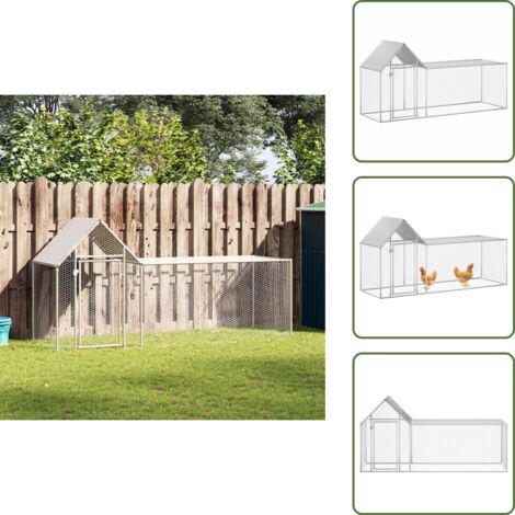 The Living Store Pollaio 3x1x1,5 m in Acciaio Zincato - Pollaio per polli