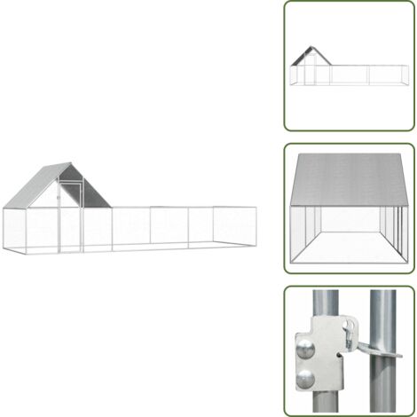 The Living Store Pollaio 6x2x2 m in Acciaio Zincato - Pollaio per polli