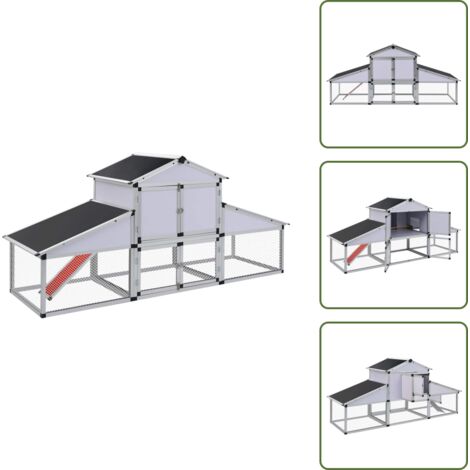 The Living Store Pollaio con Rampe e Casetta di Nidificazione in Alluminio - Casetta di nidificazione