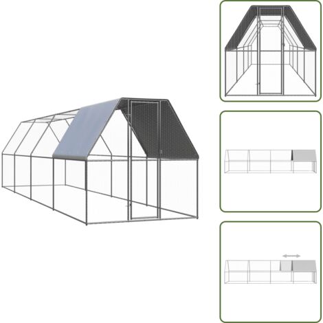 The Living Store Pollaio da Esterno 2x8x2 m in Acciaio Zincato - Recinto esterno