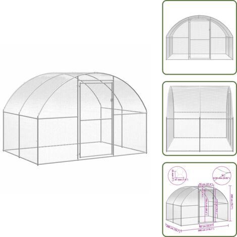 The Living Store Pollaio da Esterno 3x2x2 m in Acciaio Zincato - Pollaio esterno