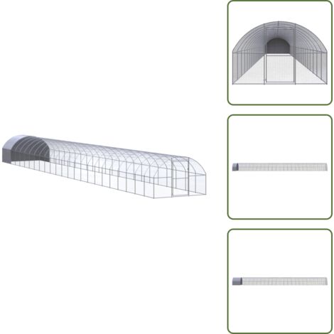 The Living Store Pollaio per Esterni 3x24x2 m in Acciaio Zincato - Recinto per polli