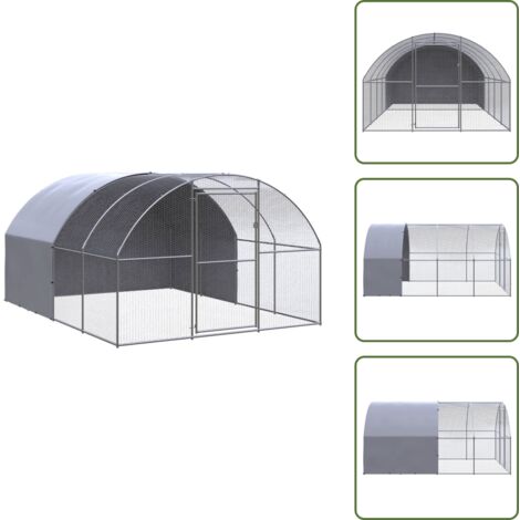 The Living Store Pollaio per Esterni 3x4x2 m in Acciaio Zincato - Recinto per polli