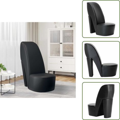 The Living Store Poltrona a Forma di Scarpa con Tacco in Similpelle Nera - Poltrona a tacco