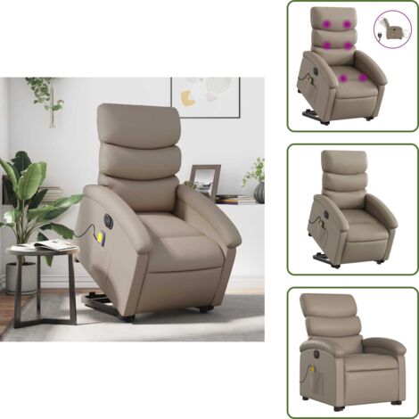 The Living Store Poltrona Alzapersona Massaggio Elettrica Cappuccino Similpelle - Massaggio
