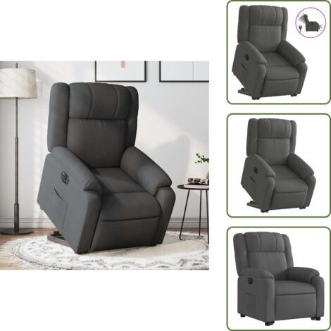 The Living Store Poltrona Alzapersona Reclinabile Elettrica Grigio Scuro Tessuto - Poltrona reclinabile