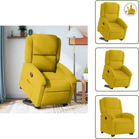 The Living Store Poltrona Alzapersona Reclinabile Gialla in Velluto - Poltrona reclinabile