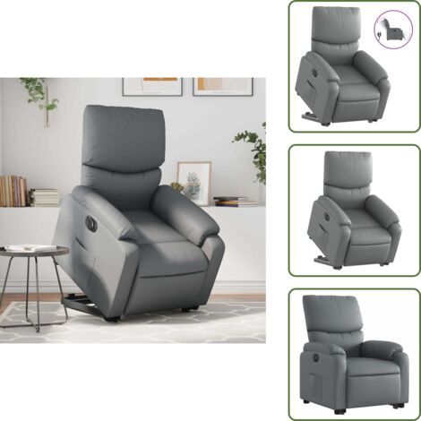 The Living Store Poltrona Alzapersona Reclinabile Grigio in Similpelle - Poltrona reclinabile
