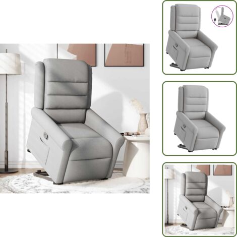 The Living Store Poltrona Alzapersona Reclinabile Grigio Nuvola in Tessuto - Poltrona reclinabile