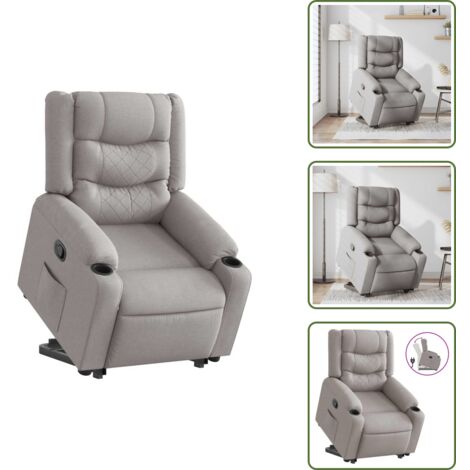 The Living Store Poltrona Alzapersona Reclinabile Grigio Nuvola in Tessuto - Poltrona reclinabile