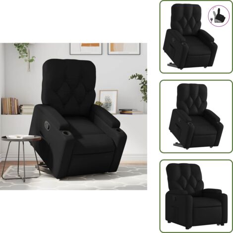 The Living Store Poltrona Alzapersona Reclinabile Nera in Similpelle - Poltrona reclinabile