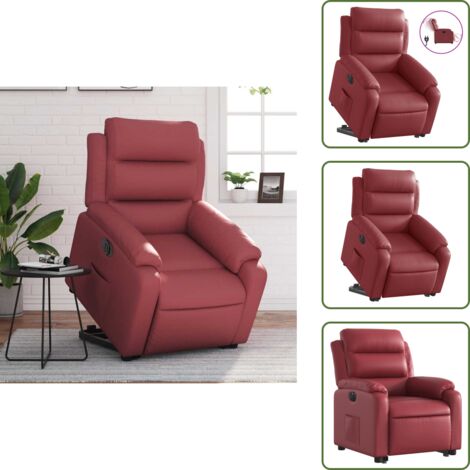 The Living Store Poltrona Alzapersona Reclinabile Rosso Vino in Similpelle - Poltrona reclinabile
