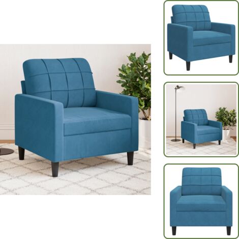 The Living Store Poltrona Blu 60 cm Velluto - Poltrona blu