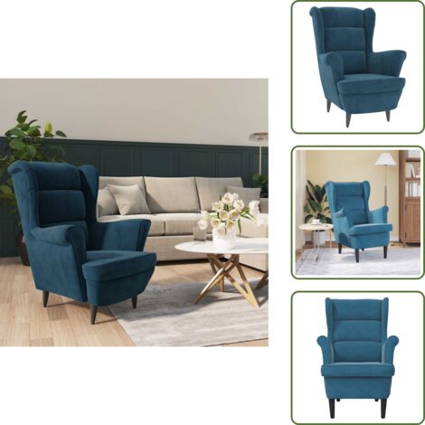 The Living Store Poltrona Blu in Velluto - Poltrona blu