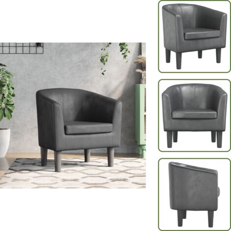 The Living Store Poltrona Cabriolet Grigia in Similpelle - Poltrona in similpelle