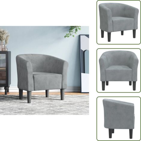 The Living Store Poltrona Cabriolet Grigio Scuro in Velluto - Poltrona in Velluto