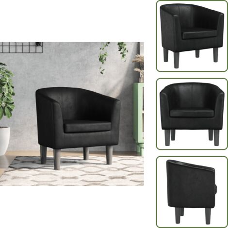 The Living Store Poltrona Cabriolet Nera in Similpelle - Poltrona in Similpelle
