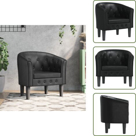 The Living Store Poltrona Cabriolet Nera in Similpelle - Poltrona in similpelle
