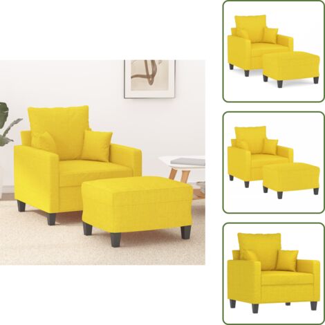 The Living Store Poltrona con Poggiapiedi Giallo Chiaro 60 cm in Tessuto - Divano con poggiapiedi